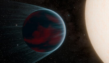 An artist’s concept of the ultrahot-Neptune exoplanet TOI-3261b. Image credit: NASA / JPL-Caltech / K. Miller, Caltech & IPAC.