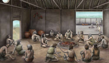 Reconstruction of a Trypillia house. Image credit: Susanne Beyer, Kiel University.