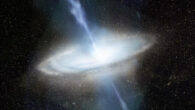An artist’s concept of Messier 77, featuring its powerful black hole and accretion disk, and never before seen polarization in water masers outside of our Milky Way Galaxy. Image credit: NSF / AUI / NRAO / S. Dagnello.