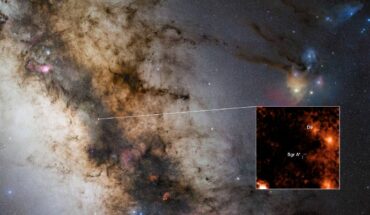 This image indicates the location of the binary star D9, which is orbiting Sagittarius A*, the supermassive black hole at the center of our Milky Way Galaxy. Image credit: ESO / Peißker et al. / S. Guisard.