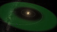 This image shows the habitable zone around HD 20794 (green) and the trajectory of the three planets in the system. Image credit: Gabriel Pérez Díaz / SMM / IAC.