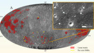Small ridges on the Moon’s far side (yellow) reveal evidence that the Moon may not be as dormant as previously believed. Image credit: Tom Watters, Smithsonian Institution