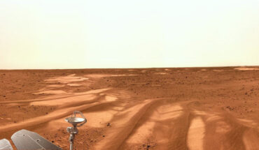 A panoramic photo taken by China’s Zhurong rover on Mars. Image credit: National Astronomical Observatories.