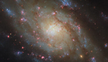 This Hubble image shows NGC 5042, an intermediate spiral galaxy some 48 million light-years away in the constellation of Hydra. Image credit: NASA / ESA / Hubble / D. Thilker.