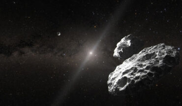 This artist’s concept depicts one of the possible scenarios for the Altjira system in the Kuiper Belt. Image credit: NASA / ESA / Joseph Olmsted, STScI.