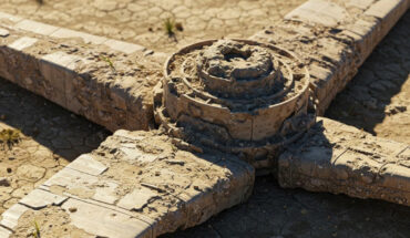 Wind turbine blades, made from difficult to recycle materials, may be among the most surprising fossils found by future paleontologists. Image credit: Gemini AI.