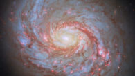 This Hubble image shows Messier 77, a barred spiral galaxy some 62 million light-years away in the constellation of Cetus. The color image was made from separate exposures taken in the ultraviolet, visible and near-infrared regions of the spectrum with Hubble’s Advanced Camera for Surveys (ACS) and Wide Field Camera 3 (WFC3) instruments. It is based on data obtained through six filters. The color results from assigning different hues to each monochromatic image associated with an individual filter. Image credit: NASA / ESA / Hubble / L.C. Ho / D. Thilker.