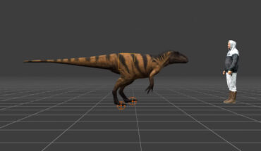 Life reconstruction of the trackmaker based on Yutyrannus and shown to scale with a 175-cm-tall human model. Image credit: Anthony Romilio & Lida Xing, doi: 10.3390/geosciences15050165.