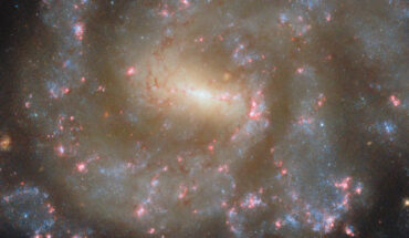 This Hubble image shows the barred spiral galaxy NGC 685. The color image was made from separate exposures taken in the ultraviolet, visible and near-infrared regions of the spectrum with Hubble’s Wide Field Camera 3 (WFC3). It is based on data obtained through six filters. The color results from assigning different hues to each monochromatic image associated with an individual filter. Image credit: NASA / ESA / Hubble / J. Lee / F. Belfiore.