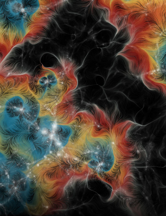 This artist’s conception shows denser regions of the cosmic web in blue and void areas in red. Image crdit: Jack Madden / IllustrisTNG / Ralf Konietzka / Liam Connor, CfA.