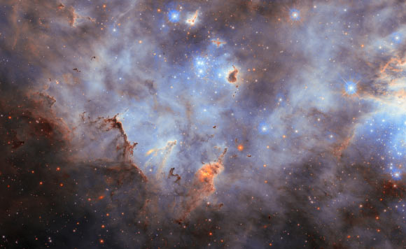 This Hubble image shows the star cluster N11. Image credit: NASA / ESA / Hubble / C. Murray / J. Maíz Apellániz.