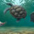 Artistic reconstruction of Craspedochelys renzi and the shallow marine ecosystem where inhabited; the forelimbs with a flippler like shape is based on the most complete thalassochelydian known so far, Thalassemys bruntrutana. Image credit: Juan Giraldo.
