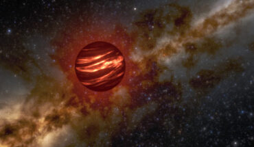 This artist’s illustration shows a brown dwarf that hosts an atmosphere filled with gas and dust clouds. Image credit: NOIRLab / NSF / AURA / R. Proctor.