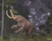 An adult mastodon (Mammut sp.) consuming a spruce branch set against a backdrop illustrating their cyclical continental migrations linked to climate fluctuations. At least two species of mastodons roamed North America during the Middle and Late Pleistocene: the American mastodon, stretching from the eastern seaboard to central parts of the continent, and the Pacific mastodon from central Alberta through California. Image credit: Kathryn Killackey.