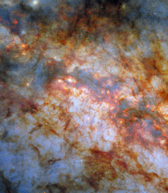 This Hubble image shows Messier 82, a starburst irregular galaxy located 12 million light-years away in the constellation of Ursa Major. Image credit: NASA / ESA / Hubble / W.D. Vacca.