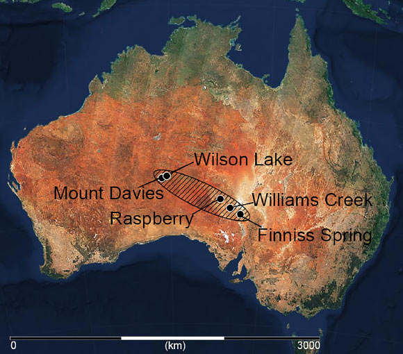 Map of the ananguites strewn field, based on the tektite locations. Image credit: Musolino et al., doi: 10.1016/j.epsl.2025.119600.
