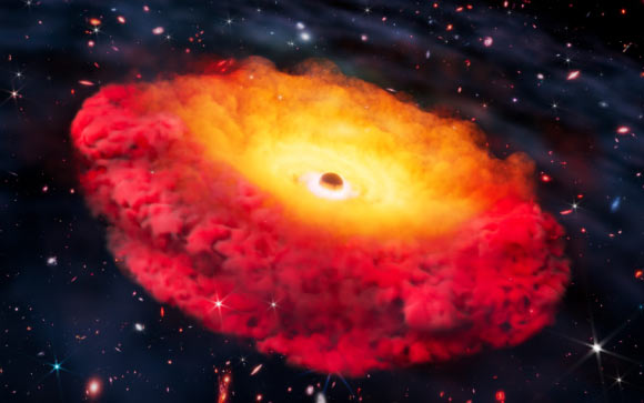 An artist’s impression of CAPERS-LRD-z9. Image credit: Erik Zumalt, University of Texas at Austin.