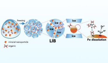 Schematic representation of iron mineral dissolution reactions in ice. Image credit: Sebaaly et al., doi: 10.1073/pnas.2507588122.