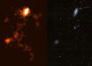 Radio (left) and optical (right) images of NGC 4532 / DDO 137. Image credit: ICRAR / D. Lang, Perimeter Institute.