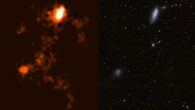 Radio (left) and optical (right) images of NGC 4532 / DDO 137. Image credit: ICRAR / D. Lang, Perimeter Institute.