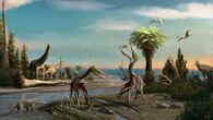 Life reconstruction of a pair of Galgadraco zephyrius in a Late Maastrichtian environment, showcasing the paleobiota of the Serra da Galga Geosite. Image credit: Matheus Gadelha.