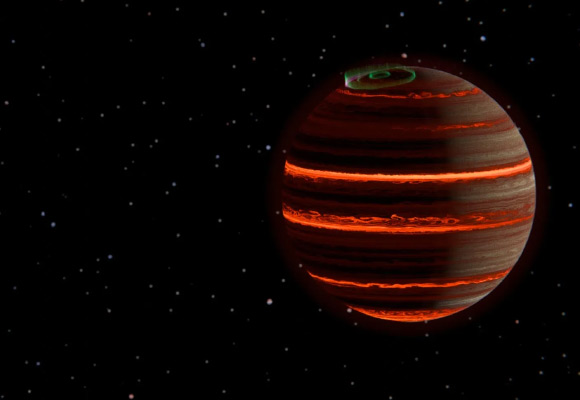 An artist’s impression of aurora on the brown dwarf SIMP-0136. Image credit: Evert Nasedkin.