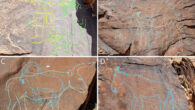 Rock art panels at Jebel Arnaan. Image credit: Maria Guagnin.