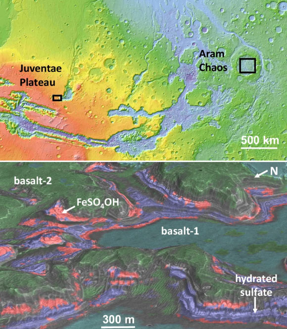 Spectrally distinct units at the Juventae Plateau, Mars. Image credit: Bishop et al., doi: 10.1038/s41467-025-61801-2.