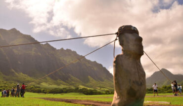 Carl P. Lipo & Terry L. Hunt confirmed via 3D modeling and field experiments that the ancient people of Rapa Nui ‘walked’ the moai statues. Image credit: Carl Lipo.