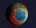 The South Pole-Aitken impact basin on the far side of the Moon formed in a southward impact. Image credit: Jeff Andrews-Hanna / University of Arizona / NASA / NAOJ.