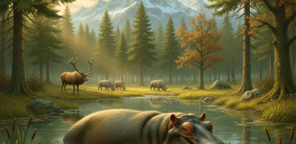 Radiocarbon dating reveals the mid-Weichselian presence of common hippos (Hippopotamus amphibius) in the Upper Rhine Graben in Germany. Image credit: Gemini AI.