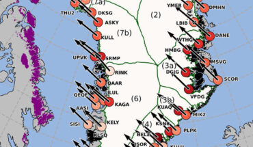 Horizontal land motion observed by the 58 GNET stations in Greenland. Image credit: Longfors Berg et al., doi: 10.1029/2024JB030847.
