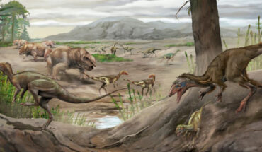 An artist’s reconstruction of Anteavis crurilongus. Image credit: Jorge Blanco.