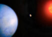 An artist’s conception of the Gliese 251 system, showing Gliese 251c (left), its host star (right), and the previously-discovered planet Gliese 251b (middle). Image credit: Michael Marcheschi / m2design.