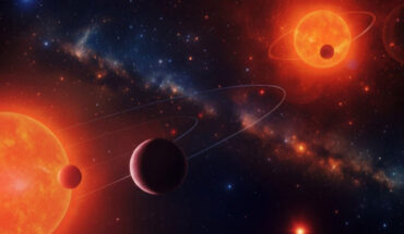 An artist’s impression of the binary stellar system TOI-2267. Image credit: Mario Sucerquia, University of Grenoble Alpes.
