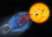 An artist’s depiction of a coronal mass ejection from EK Draconis. Image credit: NAOJ.
