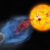 An artist’s depiction of a coronal mass ejection from EK Draconis. Image credit: NAOJ.