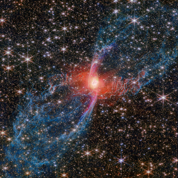 This Webb image shows the Red Spider Nebula. Image credit: NASA / ESA / CSA / Webb / J.H. Kastner, Rochester Institute of Technology.