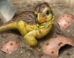 An artist’s reconstruction of a newly-hatched troodontid-like dinosaur among fragments of its eggshell. Image credit: Eva Utsukiyouhei.