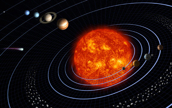 An artist’s impression of the Solar System. Image credit: NASA / JPL.