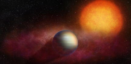 An artist’s impression of the exoplanet WASP-107b. Image credit: University of Geneva / NCCR PlanetS / Thibaut Roger.