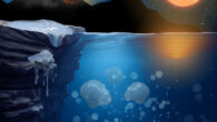 An artist’s impression of a prebiotic gel on the Early Earth’s surface. Image credit: Nirmell Satthiyasilan.