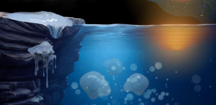 An artist’s impression of a prebiotic gel on the Early Earth’s surface. Image credit: Nirmell Satthiyasilan.