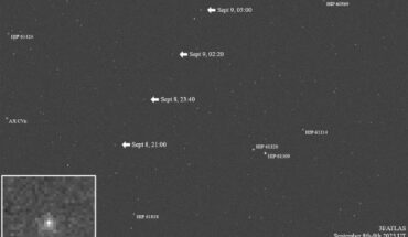 Psyche acquired four observations of 3I/ATLAS over the course of eight hours on September 8 and 9, 2025. Image credit: NASA / JPL-Caltech / ASU.