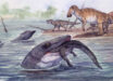 An artist’s reconstruction of the Hell Creek mosasaur. Image credit: Christopher DiPiazza.