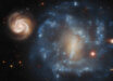 This Hubble image shows the galaxy pair Arp 4. Image credit: NASA / ESA / Hubble / J. Dalcanton, Dark Energy Survey / DOE / FNAL / DECam / CTIO / NOIRLab / NSF / AURA.