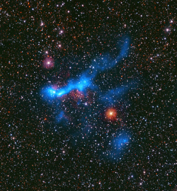 This image shows the massive star-forming region GAL316. Image credit: ESO / M. Mattern / André et al. / VVV.