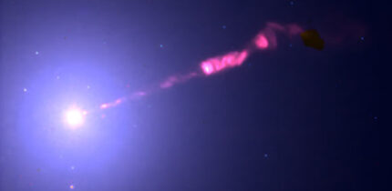 This Webb/NIRCam image shows a cosmic jet in Messier 87. Image credit: Jan Röder / Maciek Wielgus / Joseph B. Jensen / Gagandeep S. Anand / R. Brent Tully.