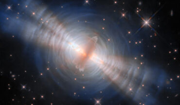 This Hubble image shows the Egg Nebula. Image credit: NASA / ESA / Bruce Balick, UWashington.