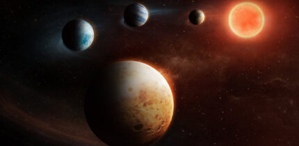 An artist’s impression of the four-planet system around LHS 1903. Image credit: ESA / ATG Europe.